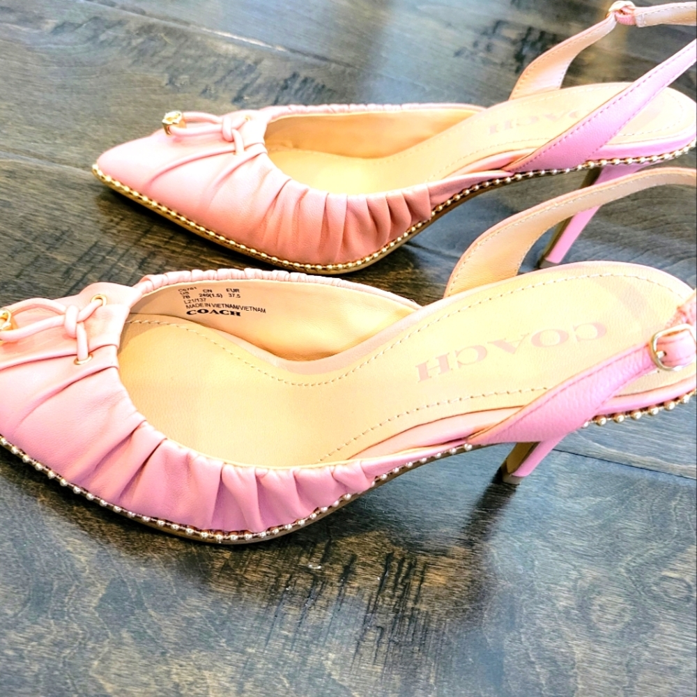 Pink Coach leather slingback heels size 7